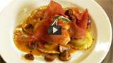 Pollo Saltimboca con Ravioli di Funghi